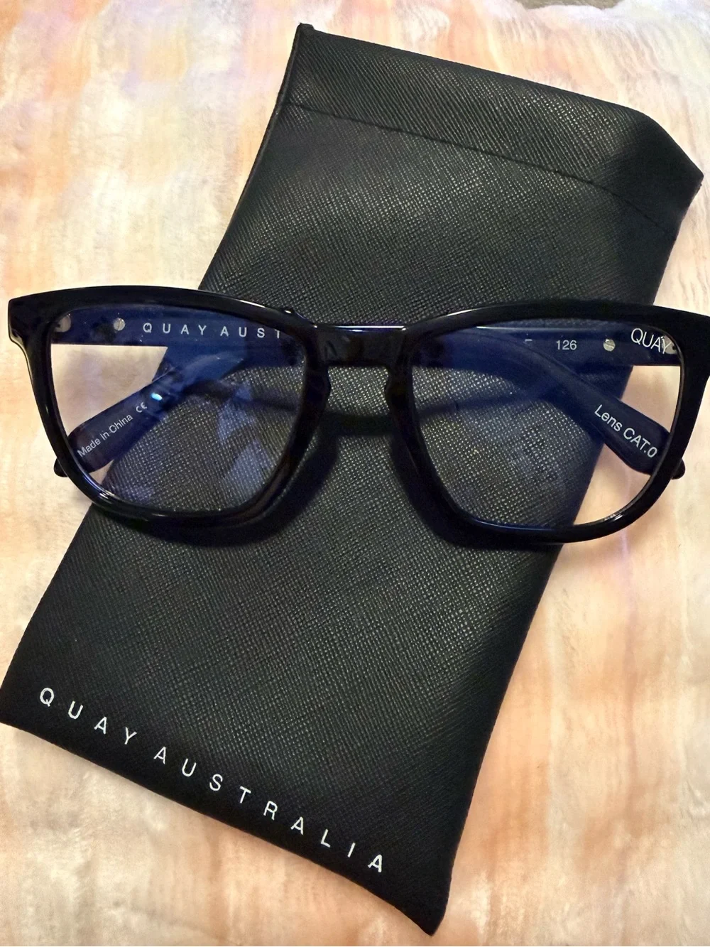 Quay Australia Black Frames with Blue-Tint Lenses